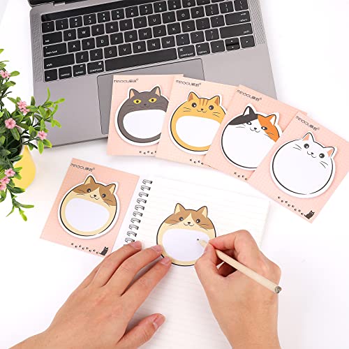 Cobee Cute Cat Sticky Notes, 5 Pack Kawaii Animal Self-Stick Notes Cartoon Cat Self-Stick Memo Pads Cute Shapes Markers Flags Students Home Office Roommates Gifts Tab Supplies 150 Sheets