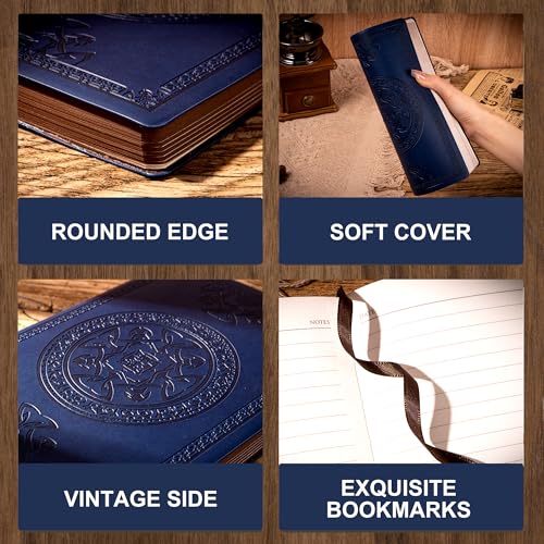 CAGIE Journal for Men Women Vintage Leather Diary Journaling Notebook, Blue - color: A-blue, size: A5