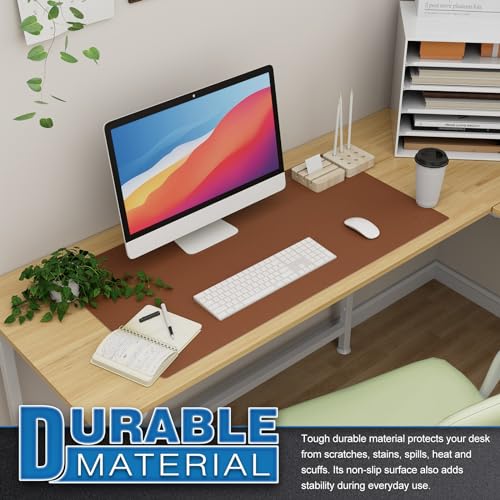 K KNODEL Large Office Desk Mat, Leather Mouse Pad (31.5"x15.7", Brown) - color: Brown, size: 31.5" x 15.7"