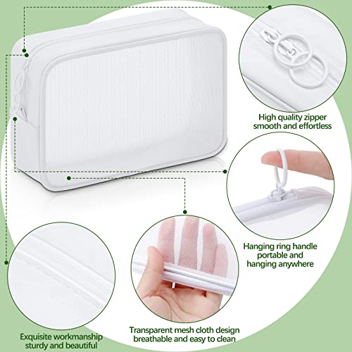 Weewooday 4Pcs Mesh Makeup Bag, White, Small, Large, Medium, Classic - color: White, size: Small, Large, Medium, style: Classic