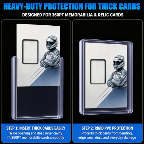 DEDC 50 Top Loader Thick Card Load Holder Storage for Trading Cards Sports Sleeves Hard Plastic 360 Point Protective Toploaders 3"x4" Rigid Memorabilia Collectibles - size: 360pt