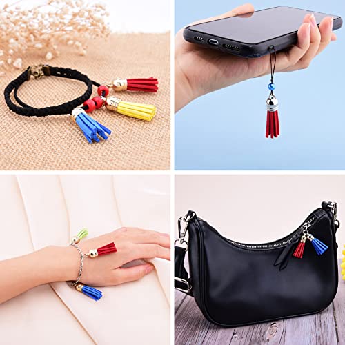 Hapeper 80 Pieces Leather Tassel Keychain Tassels Pendants Charm Tassel for DIY Crafts, Jewelry Making (1-1/2 Inch) - size: 1-1/2 Inch