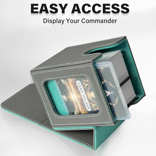 Card Deck Box for MTG Commander, Deck Case Holds 100 Double-Sleeved Cards - color: Gray & Blue, size: 1 Box