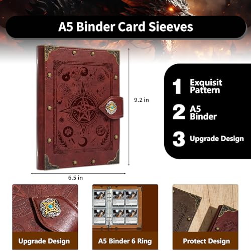 DUROTAN Trading Card Binder,Premium 4 Pocket Double Sided - color: 8-Fantasy-Red