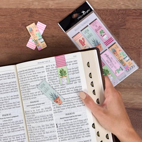 Christian Art Gifts Magnetic Scripture Bookmark Set for Women: - color: Cheerful Cactus Plants