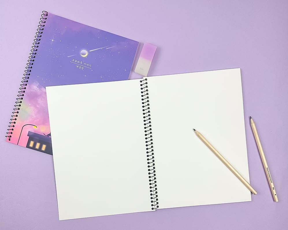 Korean Aesthetic Spiral Notebook Set, 4 Pack, Cute Scenery Design, Blank - style: Unlined Notebook