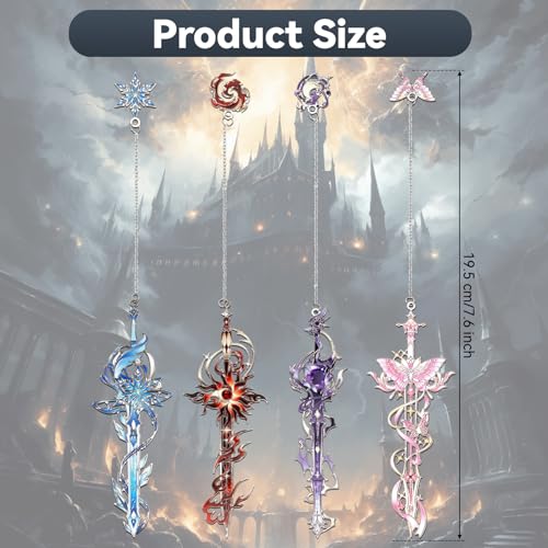 4 Pieces Metal Eternal Sword Series Bookmark, Perfect for Women Readers (BKM-067-F4) - color: Eternal Sword Series