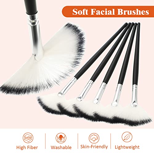 Maitys 9 Pieces Facial Fan Mask Brushes, Black and Silver - color: Black and Silver