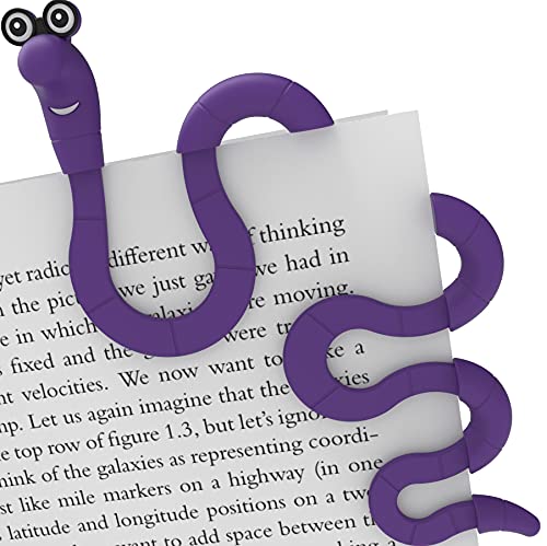 Funny Bookworm Clip Bookmarks for Kids - Purple - color: Purple