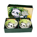 Ceramic Rice Bowl with Chopsticks Set of 2, 4.5" Porcelain Cereal Bowls - color: LPD