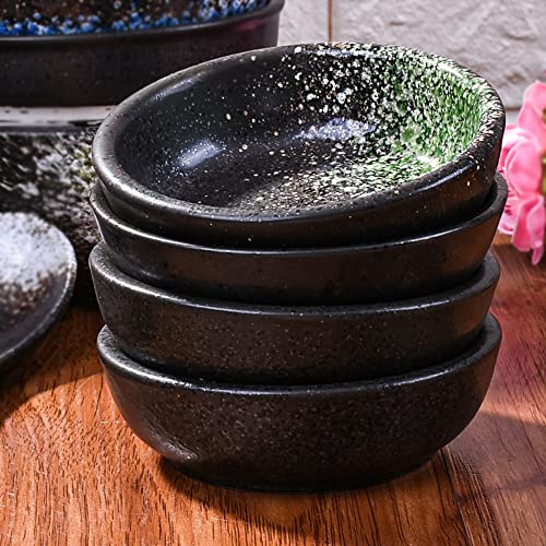 Ceramic Dipping Sauce Dishes Set of 4, 3.7'' Japanese Soy Sauce Bowls - color: YX