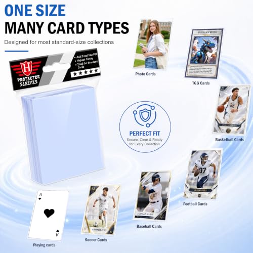 100 Counts Clear Penny Card Sleeves for Trading Cards, Plastic Soft Card Sleeves Card Protectors Fit for MTG Baseball Card, Sports Cards, Game Card Standard Cards - size: 100 PCS