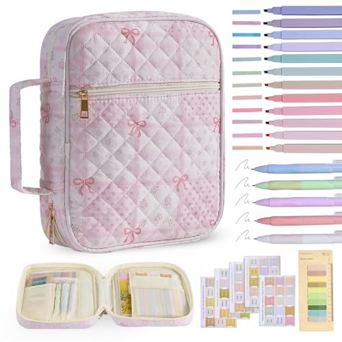 Bible Cover Case for Women Large Bible Cover Bag Quilted Bible Carrying Case for Girls Bible Study Supplies Accessories Christian Gifts for Women (Pink Bow, Large) - color: Pink Bow