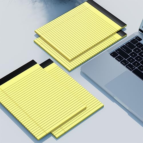 4 Pack Yellow Legal Pads 8.5x11 Wide Ruled Yellow Notepad 8.5x11 Note Pads - color: Yellow 4