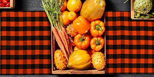 Urban Villa Table Runner Cotton Heavier Quality 14x72 Halloween Checks - color: Halloween Checks, size: 14" x 72"