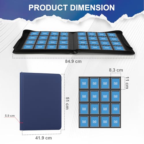 16 Pocket Toploader Binder,Holds 640 TopLoaders (16Dark Blue) - color: 16Dark Blue