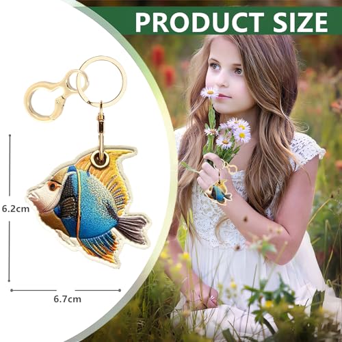 BORKUANA PU Leather Keychain holder Protective Case Compatible with AirTag - color: Fish 6