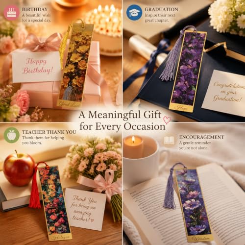 5Pcs Printed Paper Floral Vintage Oil Painting Book Marks with Tassels - color: Set B