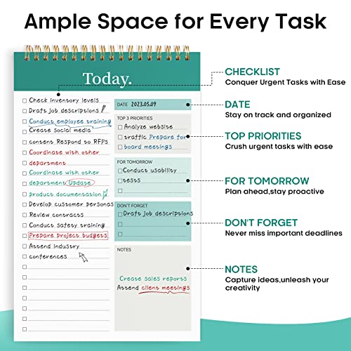 Taja To Do List Notepad, Undated Daily Planner for Work and Goal Setting - color: a-Greenery Sway, size: 1 Pack