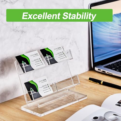 Dunzoom Business Card Holder for Desk, 4 Slots Acrylic Card Display Stand - style: 4 Slots
