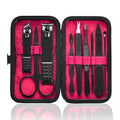 HANTEKAS Manicure Set 9 in 1 Stainless Steel, Nail Clippers Scissors Pedicure Tools Kit - Portable Travel Grooming Kit for Men and Women with Leather Case (Red-BIG Nail Clipper) - color: Red-big Nail Clipper