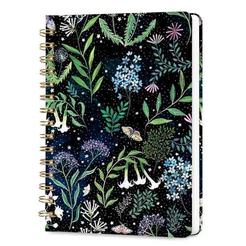 Lined Spiral Journal Notebook for Work A5, 160 Pages, Green Leaf Starry Sky - color: Green Leaf Starry Sky