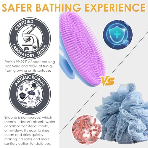 INNERNEED Magnetic Silicone Body Scrubber, Hygienic Shower Brush, Purple - color: Purple