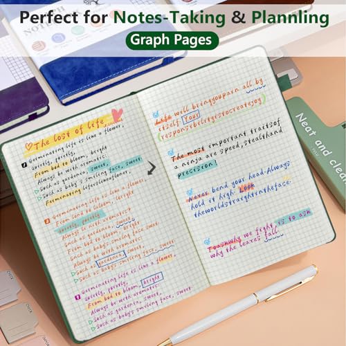 Graph Paper Notebook 5.9"×8.5", 160 Pages Grid Notebook, A5 Graphing Paper - color: Green, size: Grid Page