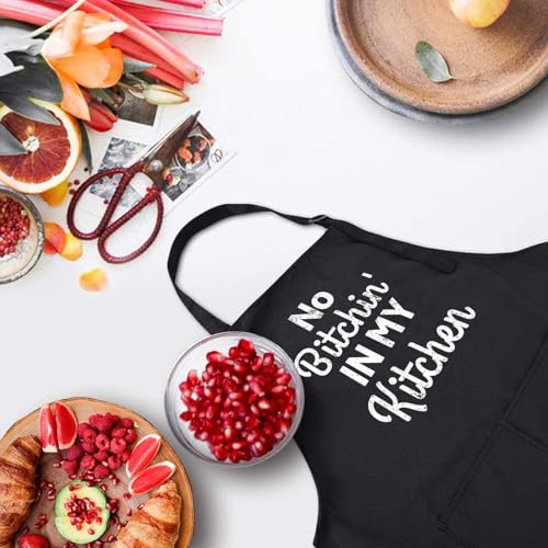 Rosoz Funny BBQ Black Chef Aprons for Men Adjustable Kitchen Cooking Aprons - color: I No in