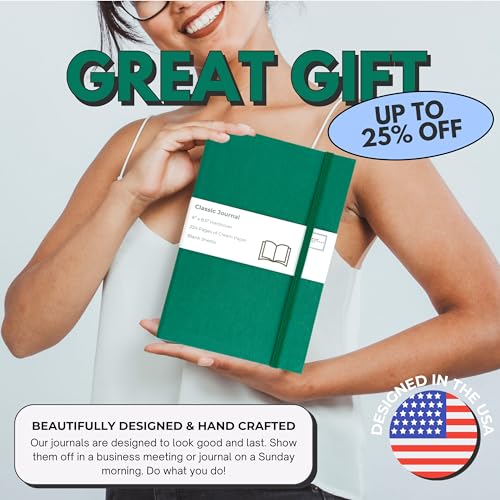 Portage Blank Hardcover Aesthetic Notebook Writing Journal – Bleed-Proof Paper Notepad for Journaling, High GSM, A5 Notebook, Cream Pages - Hunter Green, 6 x 8.5 Inches, 224 Pages - color: Hunter Green, size: Blank Pages
