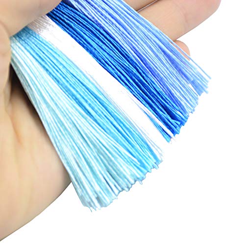 100Pcs 5 Inch Silky Bookmark Tassels for Jewelry, Souvenir(Mixed Blue) - color: Mixed Blue