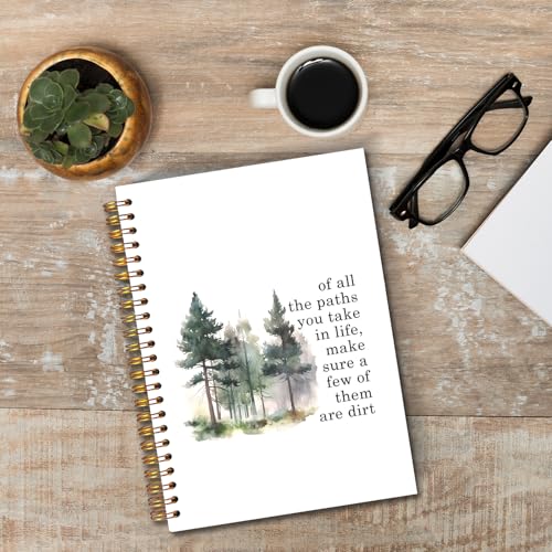 JINYO Adventure Camping Notebook, Inspirational Travel Hiking Notebooks for Note Taking, Camping Lover Gifts Journals for Writing, Hiking Gifts Journal Journaling, Spiral Notebook 5.5x8.3 Inch - color: white Camping Notebook