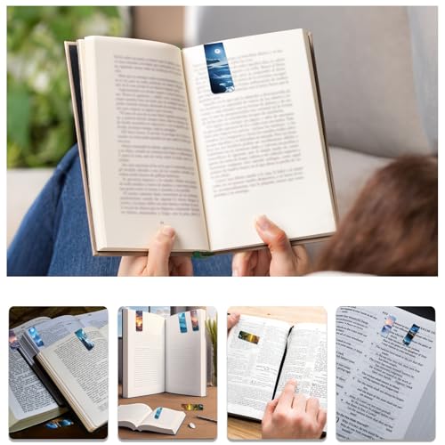48 Pieces Magnetic Bookmarks Magnet Page Markers - Book Marks for Reading Women & Men with Storage Boxes - Cute Magnet Bookmark Clips for Reading Pleasure（Scenery） - size: 48, style: Scenery Style