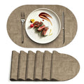 Oval Placemats Set of 6, 17.7 x 11.8 Inch Faux Leather Place Mats, Washable Wipeable Non Slip, Heat Resistant Waterproof Table Mats for Dining Table, Kitchen, Indoor Outdoor Light Coffee - color: R-light Coffee