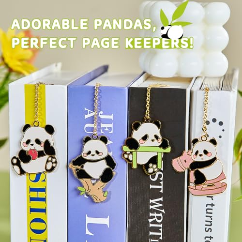 4 PCS Cute Panda Bookmarks, Metal Book Marks for Reading Women, Adults Teens Teacher, Book Lovers Gifts - style: Cute Panda