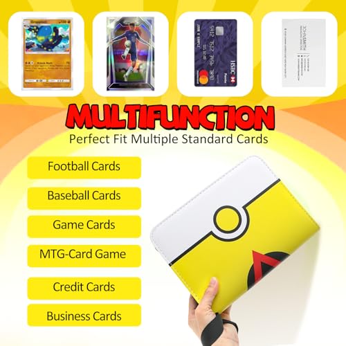 Collectible Trading Card Binder, 400 Pockets Card Holder with 50 Removable Sleeves, Portable Collection Binder Album Book Case Storage, Zipper Card Protective Sleeves for TCG, Sports Card - color: Level Yellow