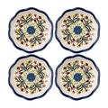 Sizikato 4pcs Porcelain Appetizer Plate, 4-Inch Snack Plate Sauce Dipping Saucer, Exotic Flower Pattern D - color: D