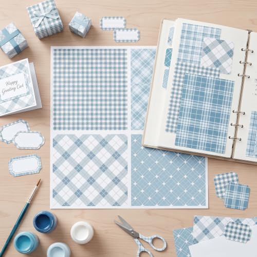36 Sheets Scrapbook Paper 12x12 In Plaid Patterned Paper (Blue) - color: Blue