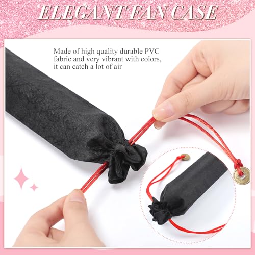 Maitys 2 Packs Large Folding Hand Fans, 13'', Glitter Black and Pink - color: Glitter Black and Pink