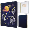 Cute Spiral Notebook Lined Journal B5 Note Book with Pocket, Space - color: Astronaut