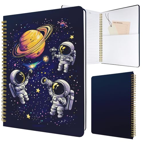 Cute Spiral Notebook Lined Journal B5 Note Book with Pocket, Space - color: Astronaut