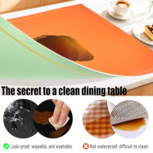 Faux Leather Placemats Set of 4, 11.8"x17.7", Green & Gray - color: Green & Gray, size: Set of 4