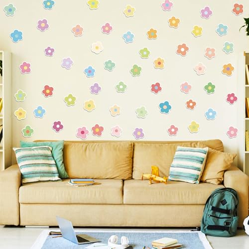 56 Pcs Cute Flower Stickers, Colorful Macaron Floral Vinyl Decals, Waterproof Aesthetic Flower Stickers for Adults Women Girls Water Bottle Laptop Scrapbook Phone Decor Party Supplies Gifts - color: Floral