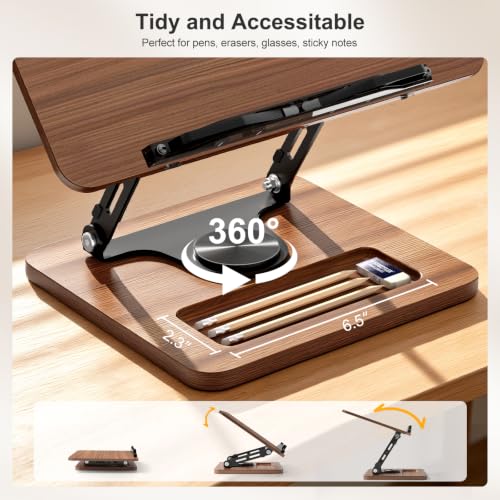 OPTIXCELL Book Stand for Reading, 360° Rotating Book Holder, Page Clips - style: Book Stand