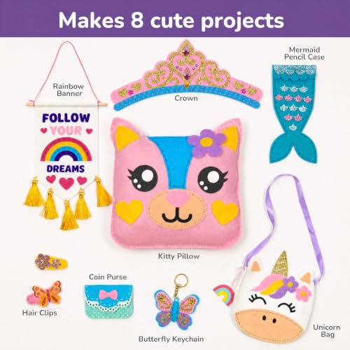 Craftorama Sewing Kit for Kids, Fun and Educational Accessories Craft Set for Girls Age 7-12, Sew Your Own Felt Accessories Craft Kit for Beginners - color: Accessories