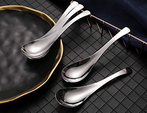 Soup Spoons,Stainless Steel Short Handle Spoons, Classic And Durable Soup Spoon, Set of 5. - size: M