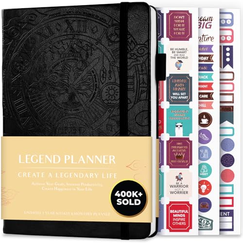 Legend Planner Undated, Weekly & Daily Goal Journal, A5 Black - color: Black (Undated), size: A5 (5.5'' x 8.3'')