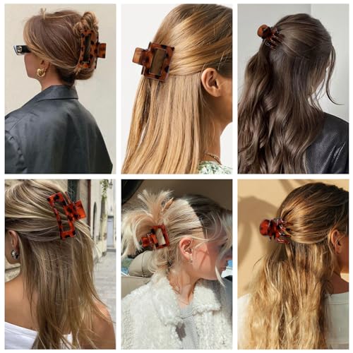 SMKSL 12 Pcs Hair Claw Clips for Women - 3 Styles Tortoise Hair Accessories - color: Dark Tortoise