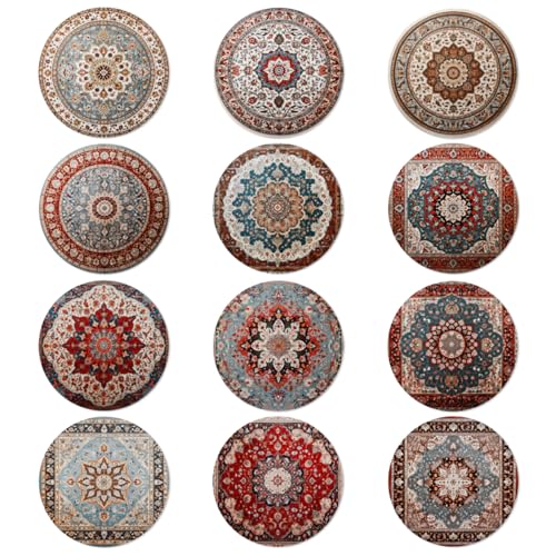 Trillionn 12 Pack Felt Cup Coasters for Drink, Absorbent Coasters for Coffee, Ethnic Pattern Design - color: Ethnic