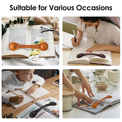 Leather Weighted Book Page Holder for Women Men, Book Weight Page Holder for Book Lovers, Book Accessories Gift for Reading Lovers (Red) - color: 03-wine